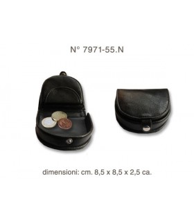 Portamonete a Tallone con chiusura a Bottone e Taschino interno colore nero 