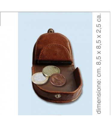 Portamonete a Tallone in Similpelle con chiusura a Bottone e Taschino interno colore marrone