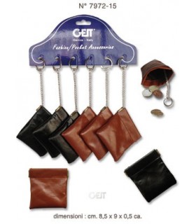 Portamonete Funzionamento a Molla con Portachiavi Estraibile in Cartella da 6 pz. 