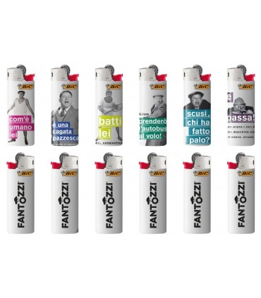 ACCENDINI BIC DECORATI "FANTOZZI" EXPO PRECARICATO CON 100 ACCENDINI( 50 BIC MINI- 50 BIC MAXI)