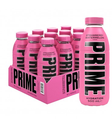 BEVANDA prime energy drink STRAWBERRY WATERMELON senza caffeina bottiglia DA 500ML CARTONE 12PZ.( SCADENZA 31/12/2025)