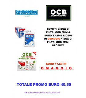 PROMO OCB - 3 CONF. Filtri OCB slim 6mm. in bustA + IN OMAGGIO Filtri OCB slim 6mm. IN CARTA ECOLOGICI in bustA