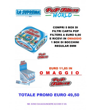 PROMO POP FILTERS - 5 CONF. Carta da Filtro Pop Filter + IN OMAGGIO 1 CONF. Microbocchini POP FILTERS REGULAR 8MM.