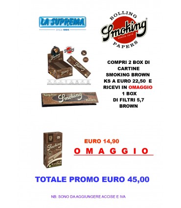 PROMO SMOKING - 2 CONF. CARTINE SMOKING BROWN SLIM KS + IN OMAGGIO 1 CONF. FILTRI SMOKING BROWN 5.7MM