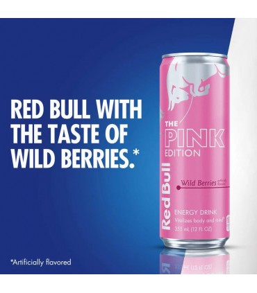 BEVANDA RED BULL ENERGY DRINK PINK EDITION SENZA ZUCCHERI GUSTO FRUTTI DI BOSCO  LATTINA 250ml CONF. 12 pz.