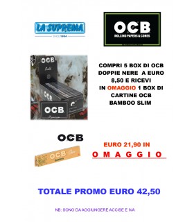 PROMO OCB - 5 CONF. Cartina OCB corta Doppia Nera + IN OMAGGIO 1 CONF. Cartina OCB BAMBO Slim ks