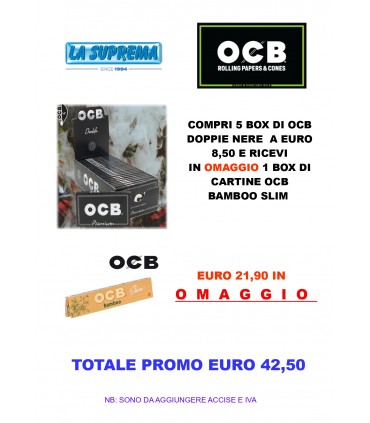 PROMO OCB - 5 CONF. Cartina OCB corta Doppia Nera + IN OMAGGIO 1 CONF. Cartina OCB BAMBO Slim ks