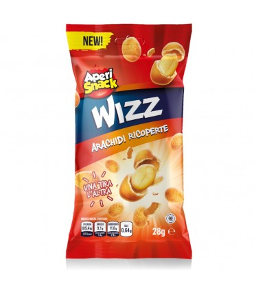 ARACHIDI WIZZ MONOPORZIONE BUSTINA 30GR EXPO DA 132 PZ. ASSORTITI( ARACHIDITOSTATE E SALATE-ARACHIDI WIZZ CON SALSA CHILI)