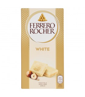 TAVOLETTA FERRERO ROCHER CON CIOCCOLATO BIANCO E RIPIENO ALLA NOCCIOLA DA 90G.