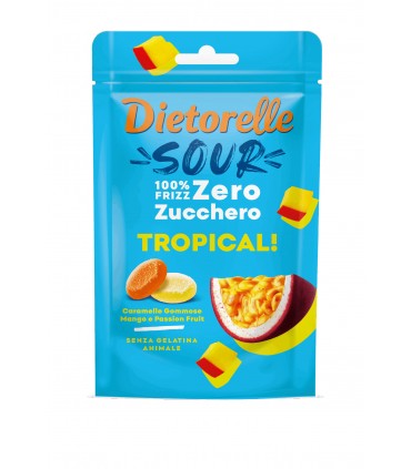 expo DIETORELLE SOUR GOMMOSE TROPICAL AL GUSTO MANGO E PASSION FRUIT Zero ZUCCHERI CONF DA 20 pz da 30 g