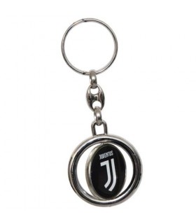 Portachiavi in Metallo con Piastrina Logo Girevole Juventus