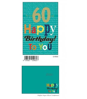 BIGLIETTO BUON COMPLEANNO 60 anni MARPIMAR CON FOIL ORO CONF. 6 PZ.