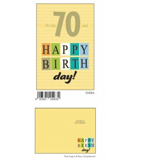 BIGLIETTO BUON COMPLEANNO 70 anni MARPIMAR CON FOIL ORO CONF. 6 PZ.
