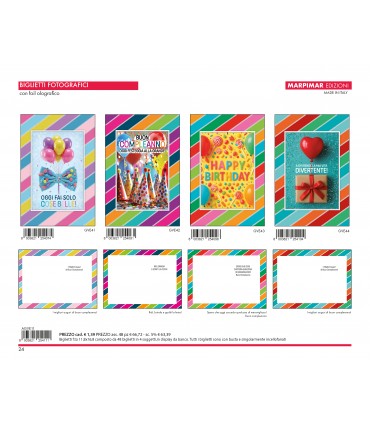 Biglietti Buon Compleanno Marpimar CON FOIL OLOGRAFICO conf.12 pz. assortiti
