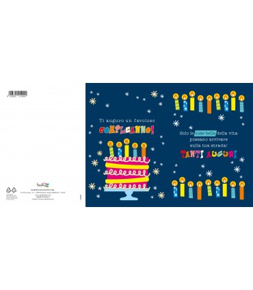 Biglietto Marpimar compleanno doppia rotella e glitter conf. 12 pz. assortiti