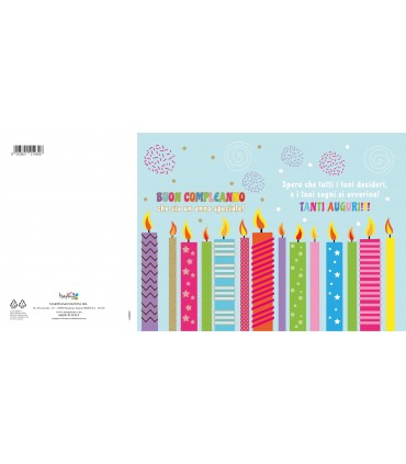 Biglietto Marpimar compleanno doppia rotella e glitter conf. 12 pz. assortiti