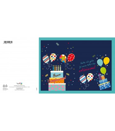 Biglietto Marpimar compleanno doppia rotella e glitter conf. 12 pz. assortiti