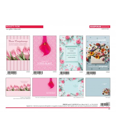 Biglietti Buon Compleanno Marpimar CON FOIL ORO E RILIEVO conf.12 pz. assortiti