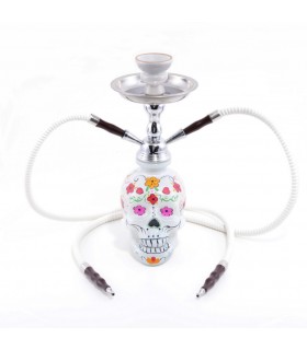 Narghilè Atomic 2 Tubi "La Catrina" Bianco 25 cm