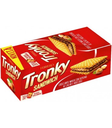 TRONKY SANDWICH CROCCANTE E CREMOSO WAFER RIPIENO ALLA NOCCIOLA 10 PZ DA 220GR