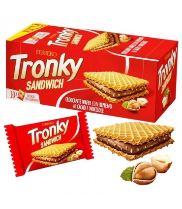 TRONKY SANDWICH CROCCANTE E CREMOSO WAFER RIPIENO ALLA NOCCIOLA 10 PZ DA 220GR