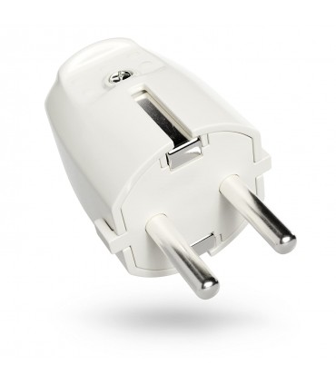 Spina schuko maschio bianca con scarico della trazione