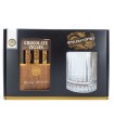ROSSINI'S CONFEZIONE REGALO CON BICCHIERE WHISKY E ASTUCCIO CON 3 SIGARI DI finissimo CIOCCOLATO AL LATTE DA 75GR.
