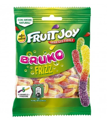 FRUIT JOY SOUR WORM CARAMELLE RICOPERTE DI ZUCCHERO AI GUSTI FRUTTA BUSTINA DA 80GR 1PZ