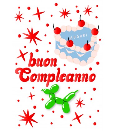 Biglietto italian joy BUON COMPLEANNO ASSORTITI IN 4 SOGGETTI conf. da 12 pz.