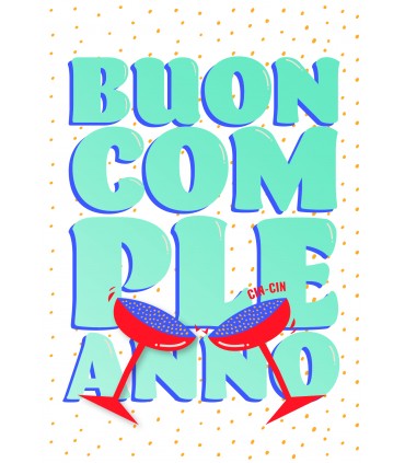 Biglietto italian joy BUON COMPLEANNO ASSORTITI IN 4 SOGGETTI conf. da 12 pz.