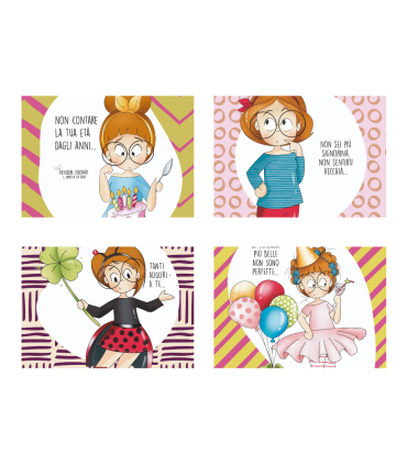Biglietto italian joy BUON COMPLEANNO ASSORTITI IN 4 SOGGETTI conf. da 12 pz.
