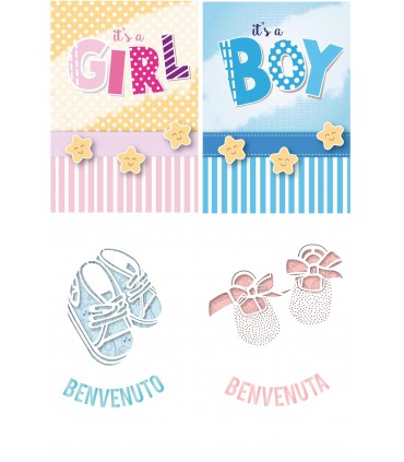 Biglietto italian joy NASCITA ASSORTITI IN 4 MODELLI conf. da 12 pz.