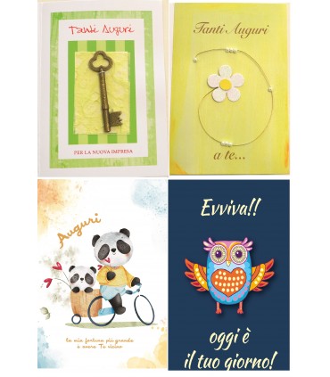 Biglietto italian joy TANTI AUGURI ASSORTITI IN 4 MODELLI conf. da 12 pz.