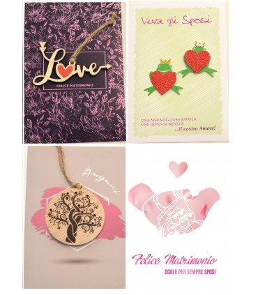 Biglietto italian joy MATRIMONIO ASSORTITI IN 4 MODELLI conf. da 12 pz.