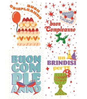 Biglietto italian joy BUON COMPLEANNO ASSORTITI IN 4 SOGGETTI conf. da 12 pz.