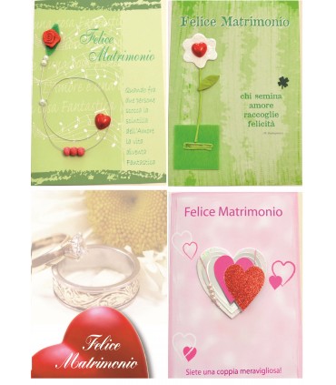 Biglietto italian joy FELICE MATRIMONIO ASSORTITI conf. da 12 pz.