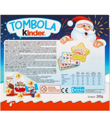 KINDER TOMBOLA FERRERO CON CARTELLE DA GIOCO 205GR CONF.23PZ
