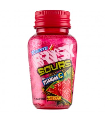 FRISK SOUR Strawberry, Caramelle Dure, Gusto Fragola, senza Zucchecchero 70 Microcompresse conf.6pz