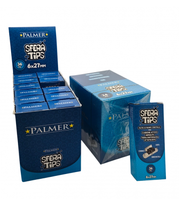 Filtri sfera PALMER ai nano cristalli con carbone attivo 6MM L.27 MM IN BUSTINA CONF. 12 box DA 36 FILTRI