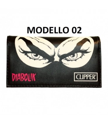 Bustina Porta Tabacco DIABOLIK 2 in ecopelle con chiusura calamitata expo da 10 pz. FIGURE assortite