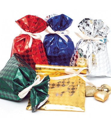 Buste Regalo in PPL Fantasia rombi mis.35x50 cm conf. da 50 pz assortito con 4 colori