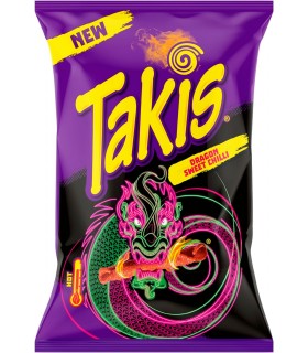 PATATINE TAKIS DRAGON SWEET CHILLI LE PIU ESTREME SUL MERCATO GUSTO MAIS FRITTO AL PEPERONCINO DOLCE BUSTA DA 55GR CONF.10PZ