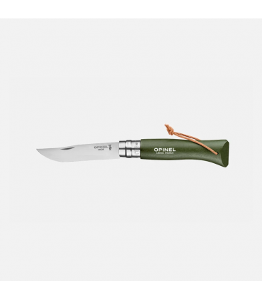Coltello Chiudibile e Tascabile OPINEL con manico in Legno Colore Kaki e Lama in acciaio inox da 8 cm.