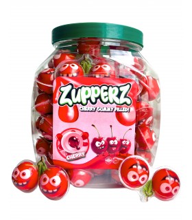 CARAMELLE GOMMOSE ZUPPERZ CHERRY RIPIENE DI GEL ALLA CILIEGIA CONFEZIONATE SINGOLARMENTE EXPO. 50 PZ. DA 18 GR.