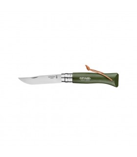 Coltello Chiudibile e Tascabile OPINEL con manico in Legno Colore Kaki e Lama in acciaio inox da 8 cm.