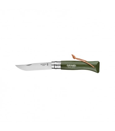 Coltello Chiudibile e Tascabile OPINEL con manico in Legno Colore Kaki e Lama in acciaio inox da 8 cm.