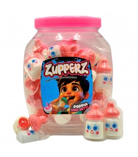 CARAMELLE GOMMOSE ZUPPERZ BABYBOTTLE BIBERON RIPIENI DI GEL ALLA FRAGOLA CONFEZIONATE SINGOLARMENTE EXPO. 50 PZ. DA 18 GR.