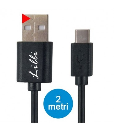 Cavo Lilli C-Type  in PVC per Dispositivi Android di Ultima Generazione Lunghezza 2MT Disponibile Bianco e Nero