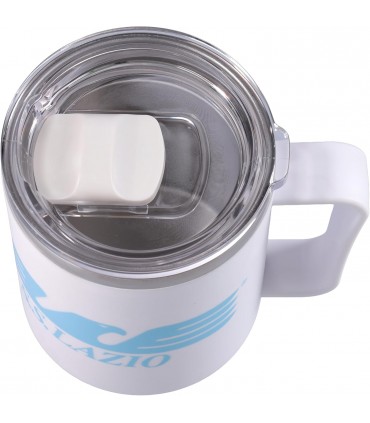 TAZZA TERMICA S.S. LAZIO CON IMPUGNATURA ERGONOMICA E CHIUSURA ERMETICA BIANCA CONF. IN SCATOLA