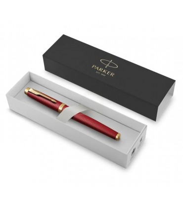 Penna PARKER ROLLER MOD.IM PREMIUM RED GT con finiture in oro CONFEZIONATA IN ELEGANTE SCATOLA REGALO